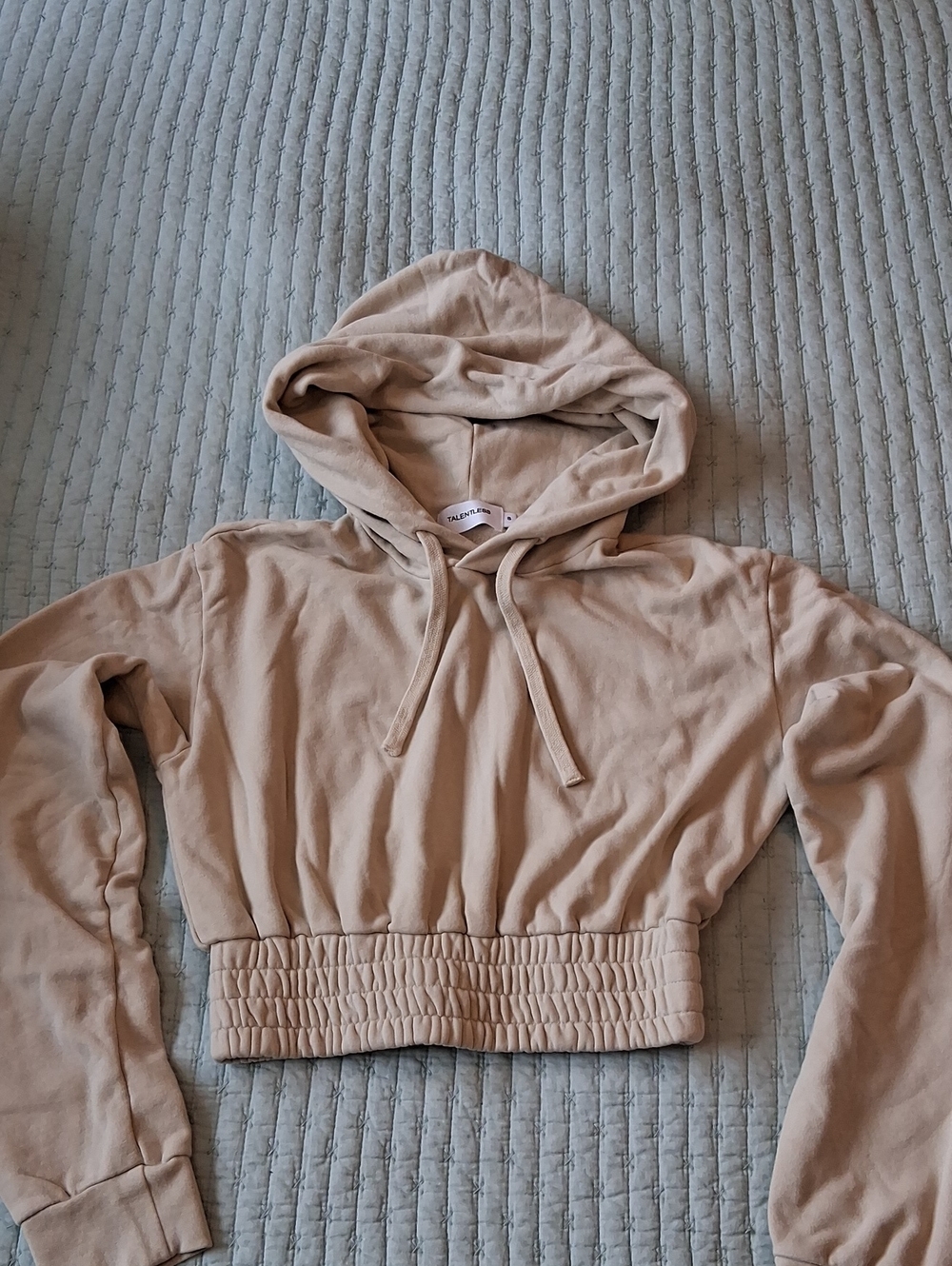 TALENTLESS Cropped Boxer Hoodie In Bone - NWT